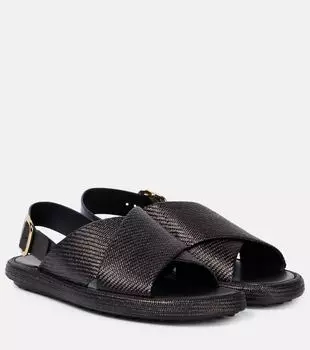 Плетёные сандалии с кожаной отделкой Tod's, черный