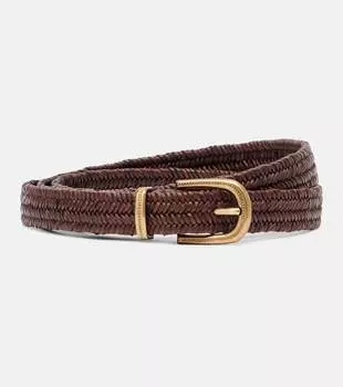 Плетёный кожаный ремень Brunello Cucinelli, Miele