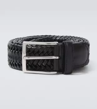 Плетёный кожаный ремень Rubinacci, черный