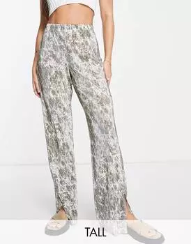 Плиссе Topshop Tall с прямыми штанинами из камня