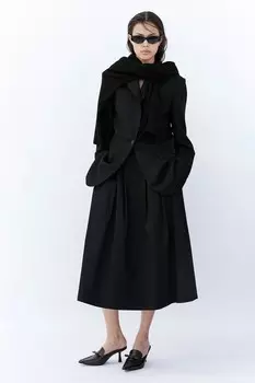 Плиссированная атласная юбка H&M, черный