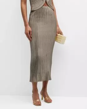 Плиссированная атласная юбка-миди Kylii Cult Gaia, цвет Tea