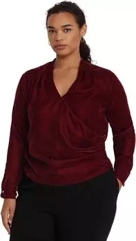 Плиссированная бархатная блузка больших размеров LAUREN Ralph Lauren, цвет Deep Rhodonite Velvet