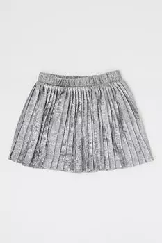 Плиссированная бархатная юбка Gap, серебряный