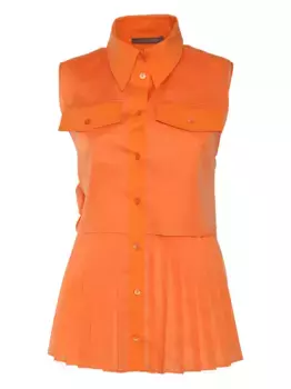 Плиссированная блузка с бантом Alberta Ferretti, оранжевый