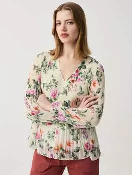 Плиссированная блузка с цветочным принтом Ovs, цвет white/pink