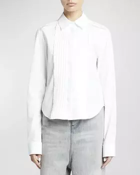 Плиссированная блузка с нагрудником спереди Loewe, цвет Optic Whit