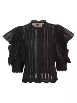 Плиссированная блузка с пышными рукавами Farm Rio, черный