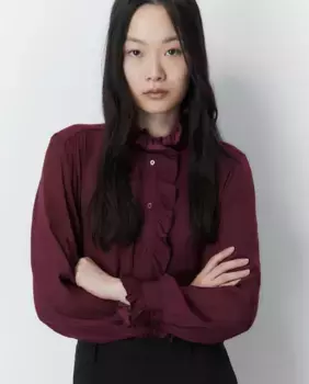 Плиссированная блузка с рюшами Sfera, бордовый