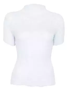 Плиссированная блузка с высоким воротником Issey Miyake, синий