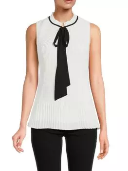 Плиссированная блузка с завязкой спереди Dkny, цвет White Black