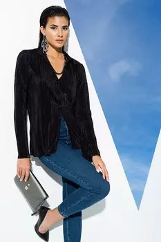 Плиссированная черная рубашка FOR YOU MODA