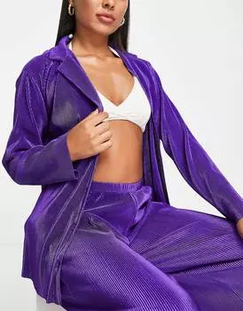 Плиссированная длинная пляжная рубашка фиолетового цвета ASOS DESIGN