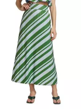 Плиссированная длинная юбка из тафты Lela Rose, синий