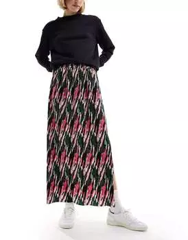 Плиссированная длинная юбка Pieces с графическим принтом