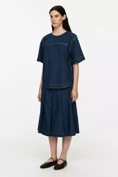 Плиссированная джинсовая юбка Arket, синий