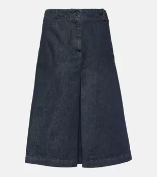 Плиссированная джинсовая юбка миди Dries Van Noten, синий