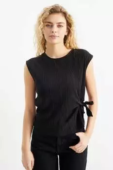 Плиссированная футболка C&A, черный