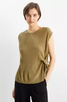 Плиссированная футболка C&A, хаки