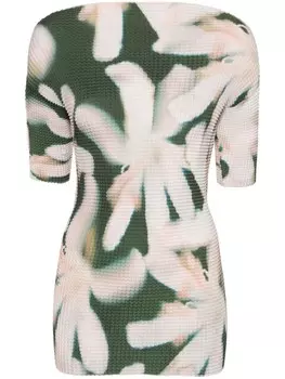 Плиссированная футболка с цветочным принтом Del Core, нейтральный цвет