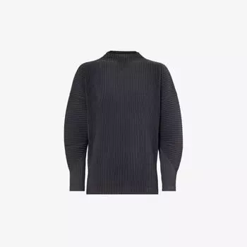 Плиссированная футболка с длинными рукавами из высокотканого материала Homme Pliss Issey Miyake, черный