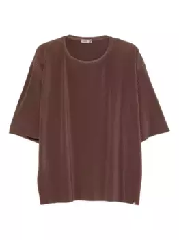 Плиссированная футболка с круглым вырезом Herno, коричневый
