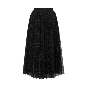 Плиссированная газовая юбка Deep Breath средней длины, черный