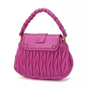 Плиссированная кожаная сумка на плечо из овчины Tiffany & Fred Paris, цвет Hot Pink