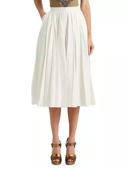 Плиссированная льняная юбка Arnav Ralph Lauren, цвет Off White