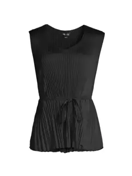 Плиссированная майка из крепдешина с завязкой на талии Misook, черный