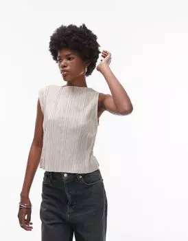 Плиссированная майка Topshop с камнем
