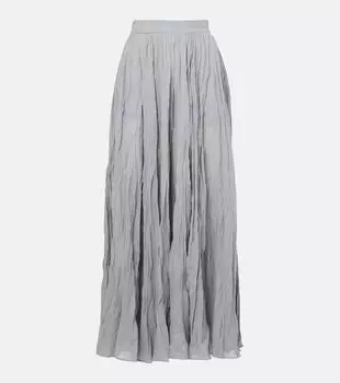 Плиссированная макси-юбка из хлопковой смеси Toteme, Pale