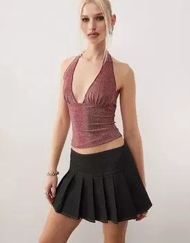 Плиссированная мини-юбка из денима casna цвета индиго Motel