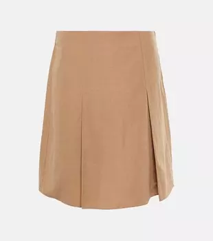 Плиссированная мини-юбка из смесового хлопка VINCE, нейтральный