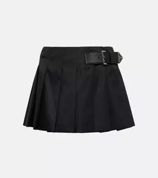 Плиссированная мини-юбка Prada, черный