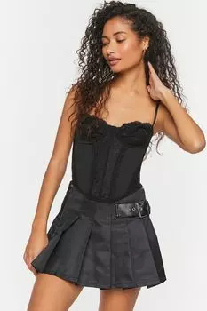 Плиссированная мини-юбка с поясом Forever 21, черный