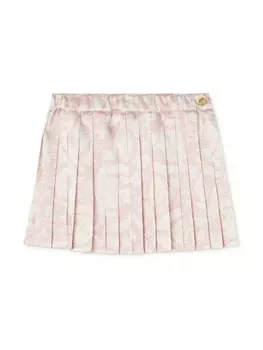 Плиссированная мини-юбка с принтом Barocco Versace Kids, розовый