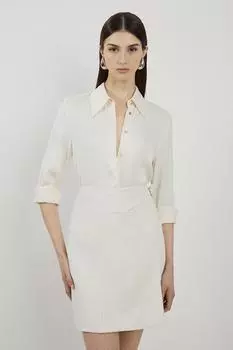 Плиссированная мини-юбка с пряжками на заказ Karen Millen, белый