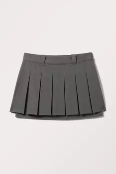 Плиссированная мини-юбка с заниженной талией Monki, серый