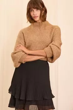 Плиссированная многоярусная мини юбка Love & Roses, черный