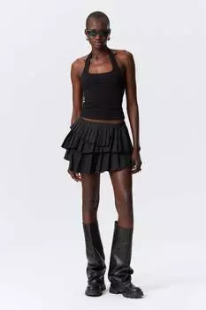 Плиссированная, многослойная мини-юбка Weekday, черный