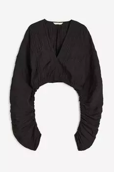 Плиссированная рубашка H&M, черный