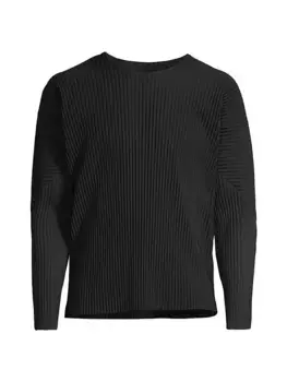 Плиссированная рубашка с длинными рукавами Basics Homme Pliss Issey Miyake, черный
