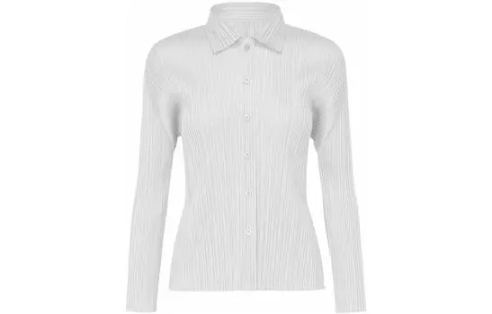 Плиссированная рубашка с длинными рукавами PLEATS PLEASE ISSEY MIYAKE, светло-серый