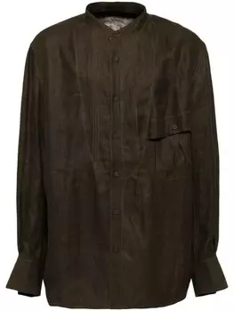 Плиссированная рубашка с длинными рукавами Ziggy Chen, коричневый