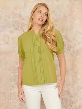 Плиссированная рубашка с коротким рукавом Yumi, зеленый