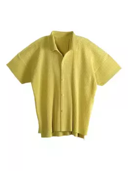 Плиссированная рубашка с короткими рукавами Homme Pliss Issey Miyake, желтый
