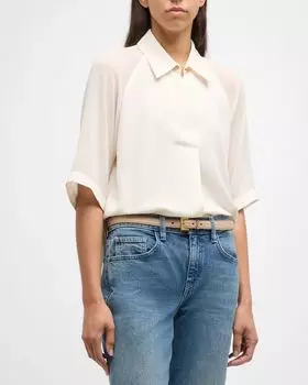 Плиссированная рубашка с прозрачными рукавами Cerbero Marella, цвет Wool White