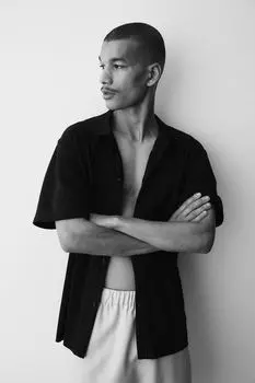 Плиссированная рубашка свободного кроя H&M, черный