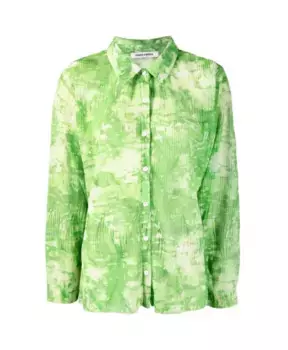Плиссированная рубашка в сетку S Henrik Vibskov, зеленый